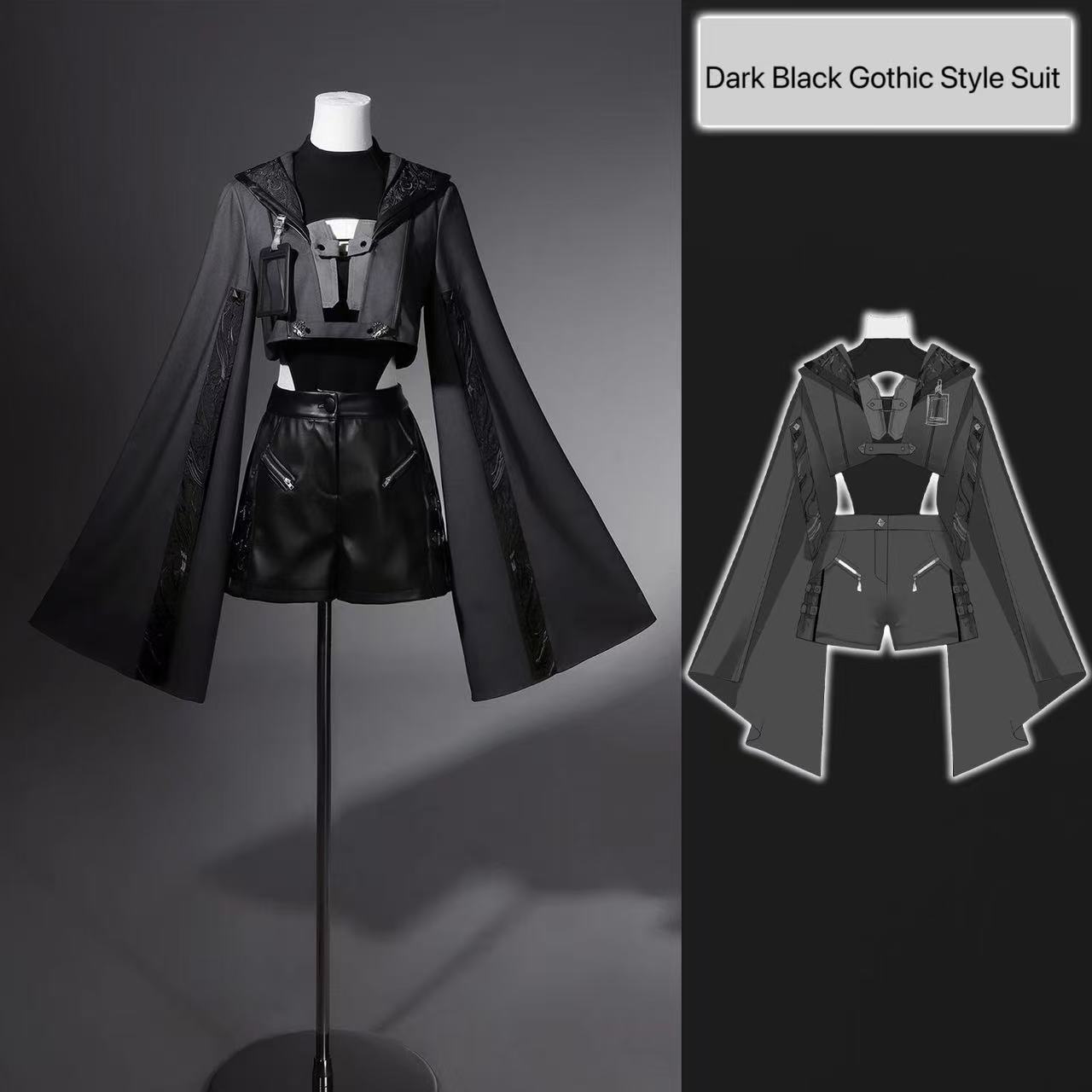 Street Fashion In Chinese - Dark Black Gothic Costume Women New