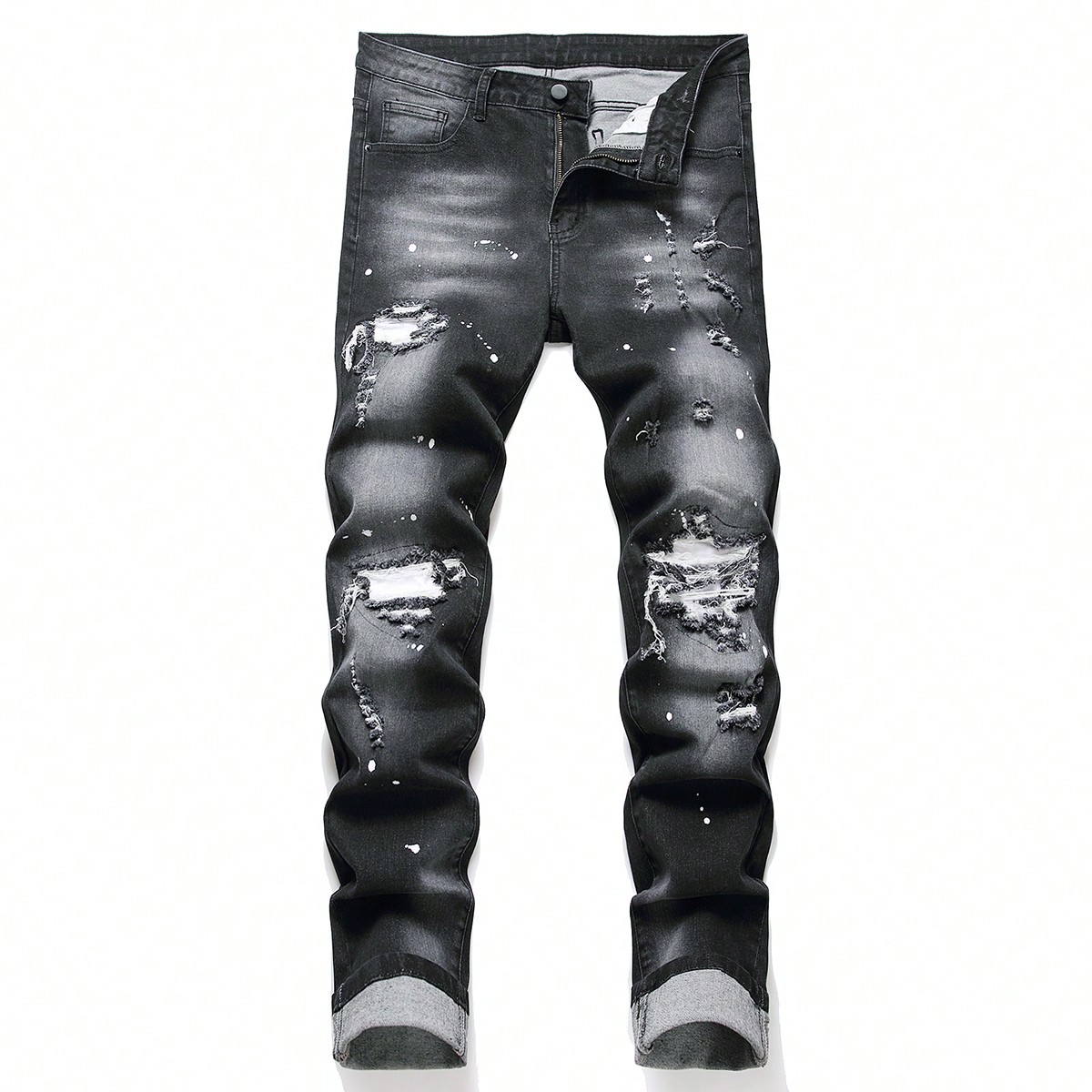 Distressed Jean Rip - High Stretch Men Skinny Ripped Jeans