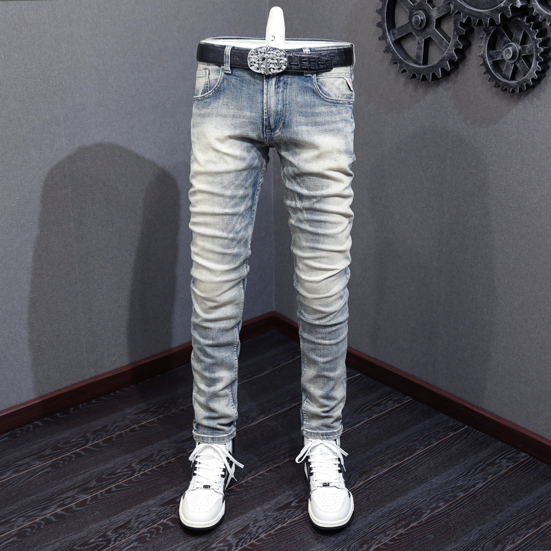 Distressed Jean Rip - Italian Fashion Men Jeans Light Gray