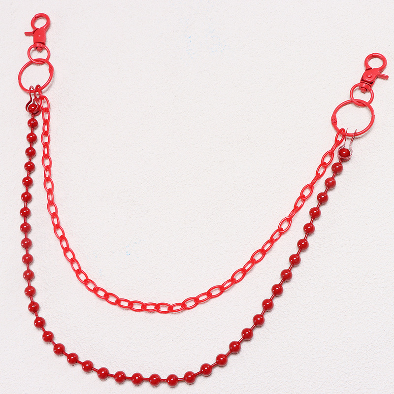 Bright Red Beaded Multi‑Layer  - Street Fashion Hip Hop ulasan dan harga