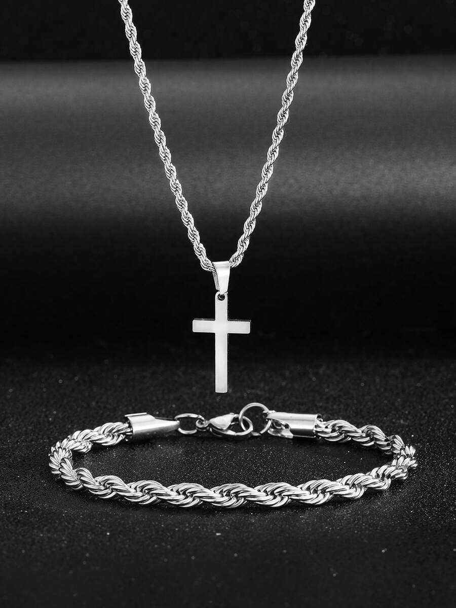 1 Set Stainless Steel Cross Pe - Street Fashion Hip Hop ulasan dan harga