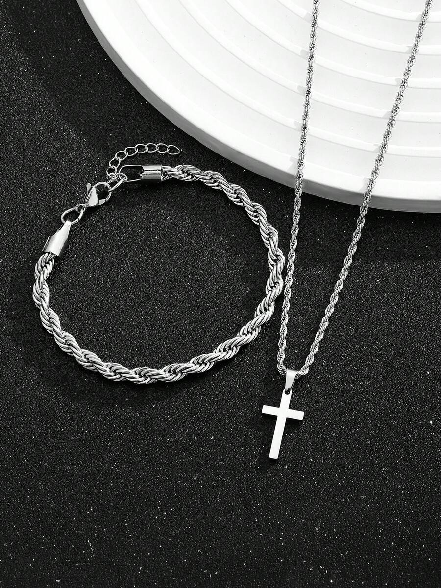1 Set Stainless Steel Cross Pe - Street Fashion Hip Hop ulasan dan harga