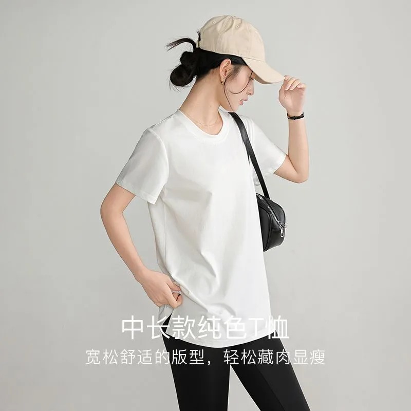 Summer Women's T Shirt Crew Ne - Longline Tee Oversized ulasan dan harga