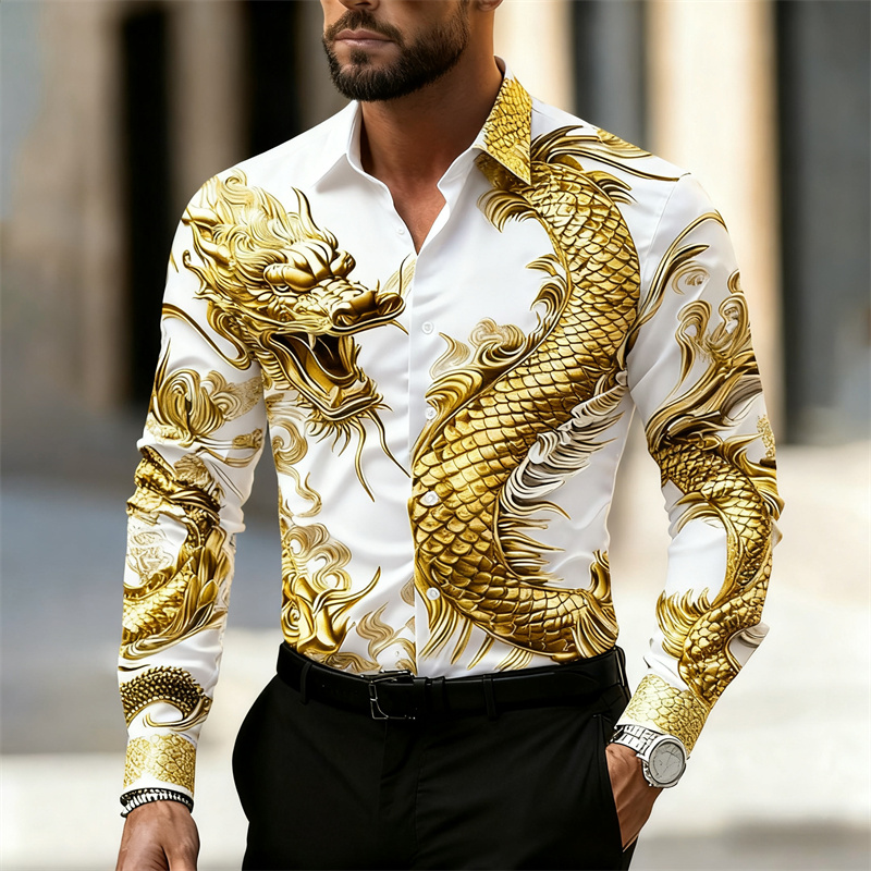 Men's Shirt Long Sleeve Shirt  - Street Fashion In Chinese ulasan dan harga