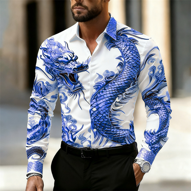 Men's Shirt Long Sleeve Shirt  - Street Fashion In Chinese ulasan dan harga