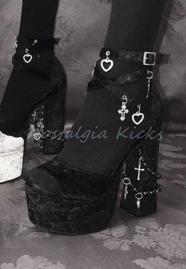 Gothic Black Velvet Platform H - Street Fashion Rome ulasan dan harga