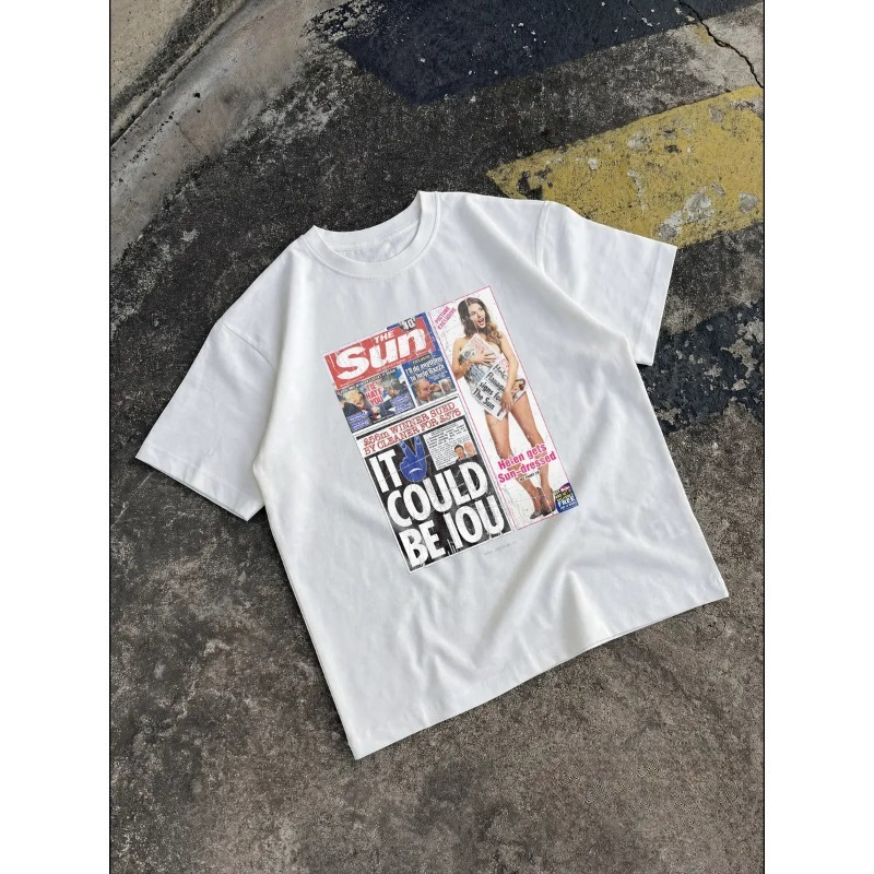 Female Vintage Newspaper T‑Shi - Street Fashion Magazines ulasan dan harga