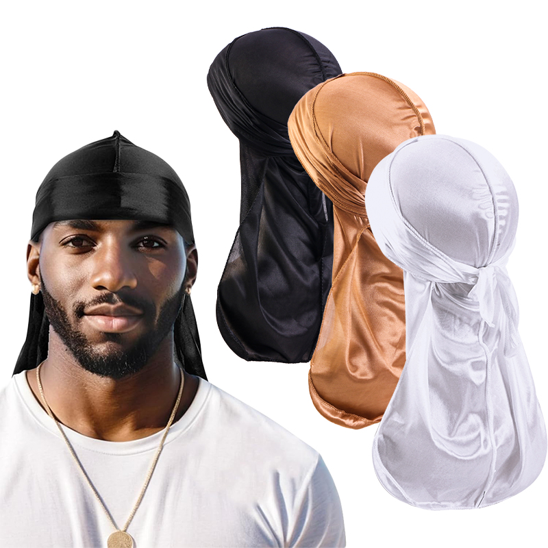 3PCS/LOT Long Durag Silk Satin - Street Fashion Hats ulasan dan harga