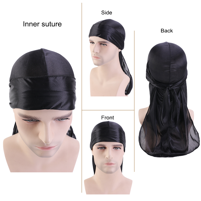 3PCS/LOT Long Durag Silk Satin - Street Fashion Hats ulasan dan harga
