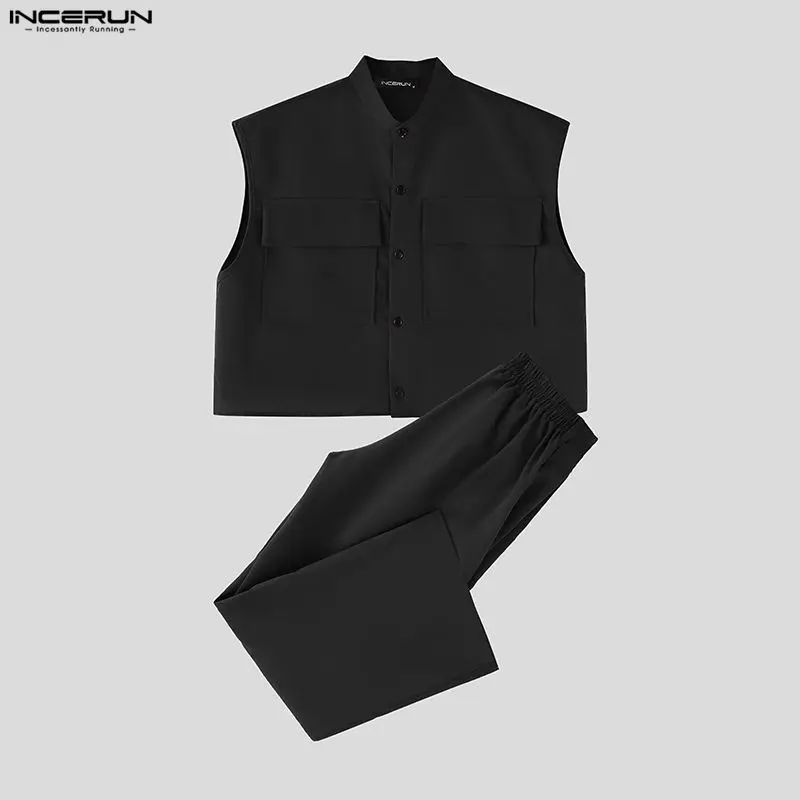 INCERUN Men Sets Solid Sleevel - Street Fashion Clothes ulasan dan harga