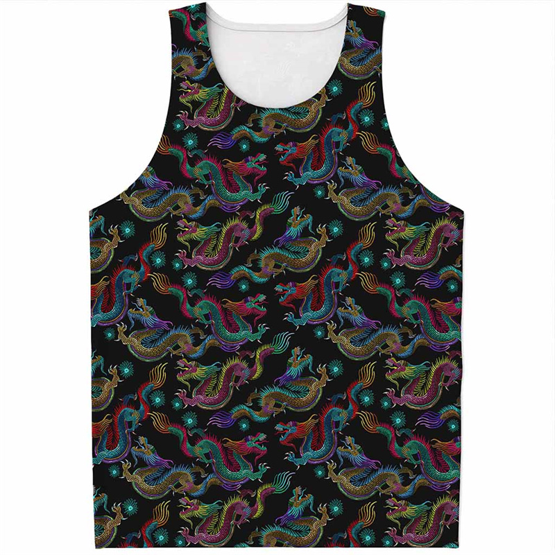 Chinese Dragon Pattern Tank To - Street Fashion In Chinese ulasan dan harga
