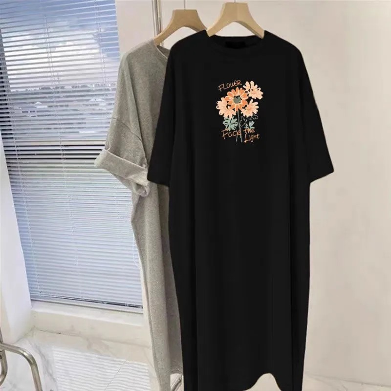 Women's Flower Print Oversized - Longline Tee Oversized ulasan dan harga