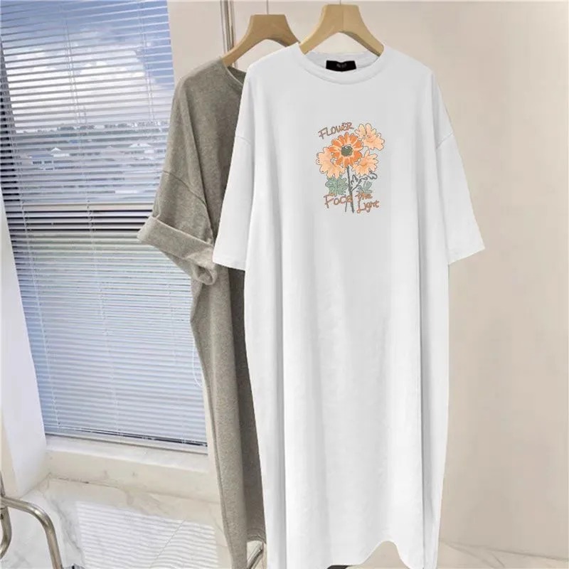 Women's Flower Print Oversized - Longline Tee Oversized ulasan dan harga