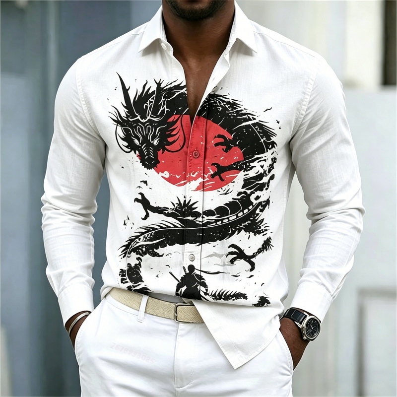 2026 New Men's Shirt White Bla - Street Fashion Clothes ulasan dan harga