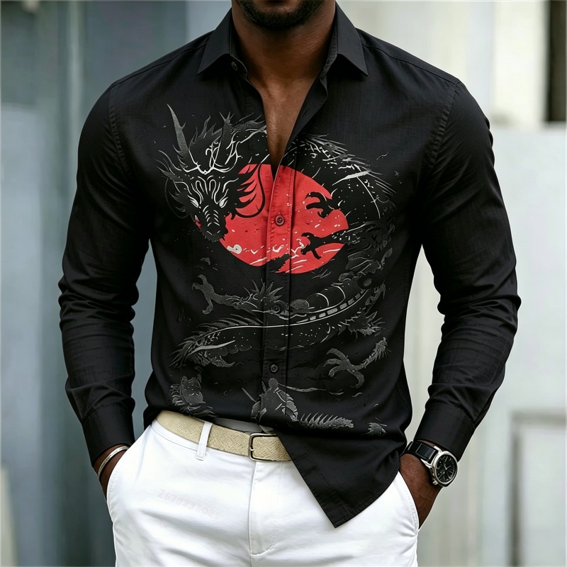 2026 New Men's Shirt White Bla - Street Fashion Clothes ulasan dan harga