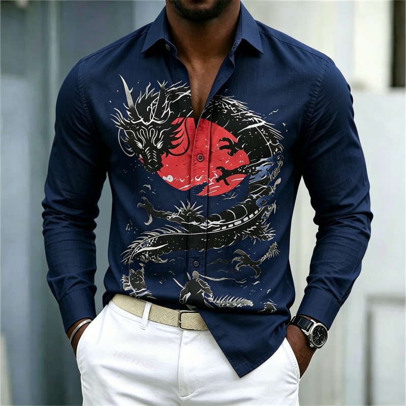 2026 New Men's Shirt White Bla - Street Fashion Clothes ulasan dan harga