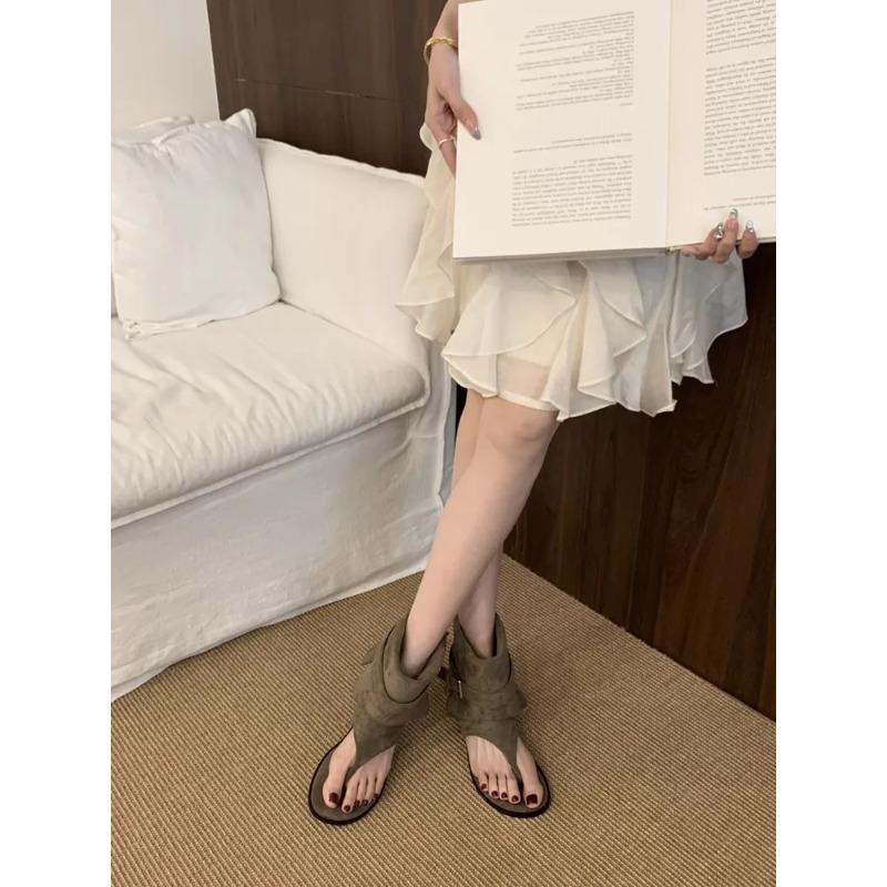Fashion Open Toe Flats Sheepsk - Street Fashion Rome ulasan dan harga