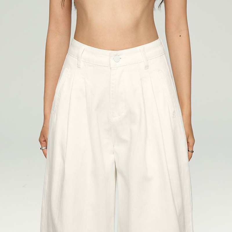 Korean White Loose Straight Le - Korean Street Fashion Female ulasan dan harga