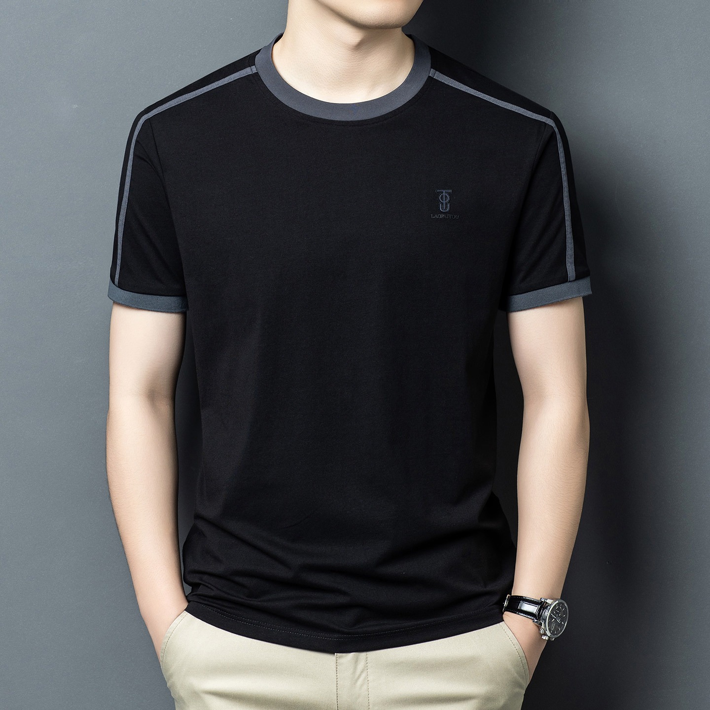Summer Men's Black T-shirt Hig - Street Fashion In Chinese ulasan dan harga