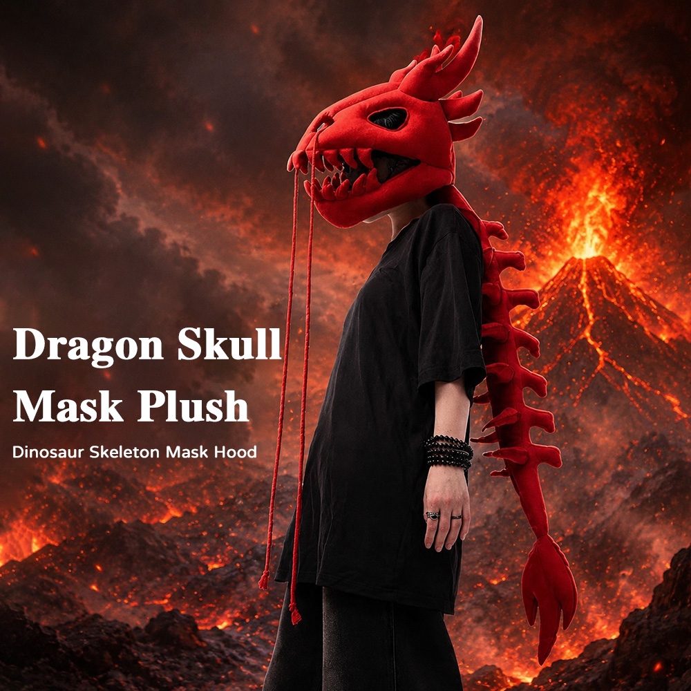Dragon Skull Spine Plush Hood  - Street Fashion In Chinese ulasan dan harga