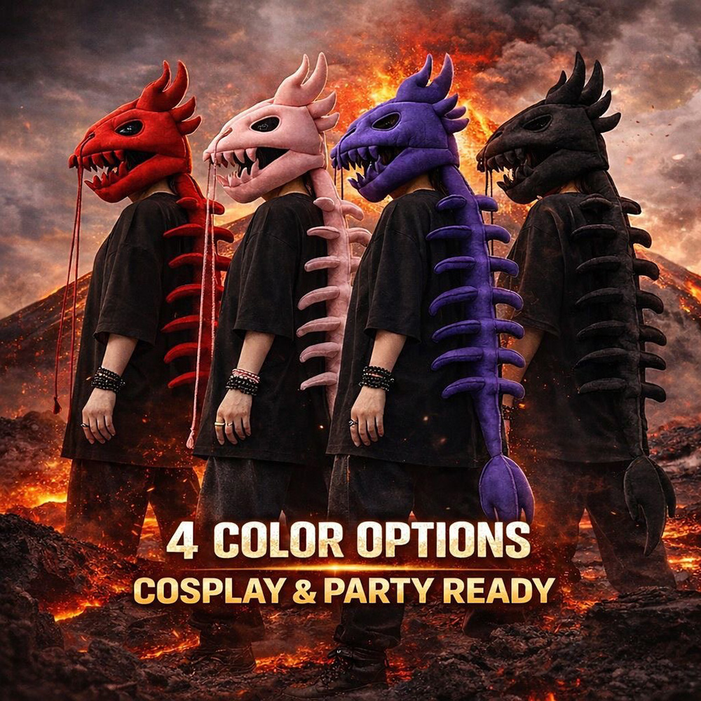 Dragon Skull Spine Plush Hood  - Street Fashion In Chinese ulasan dan harga