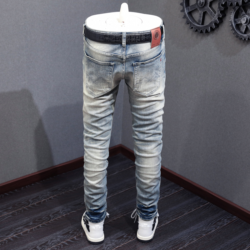 Italian Fashion Men Jeans Ligh - Distressed Jean Rip ulasan dan harga
