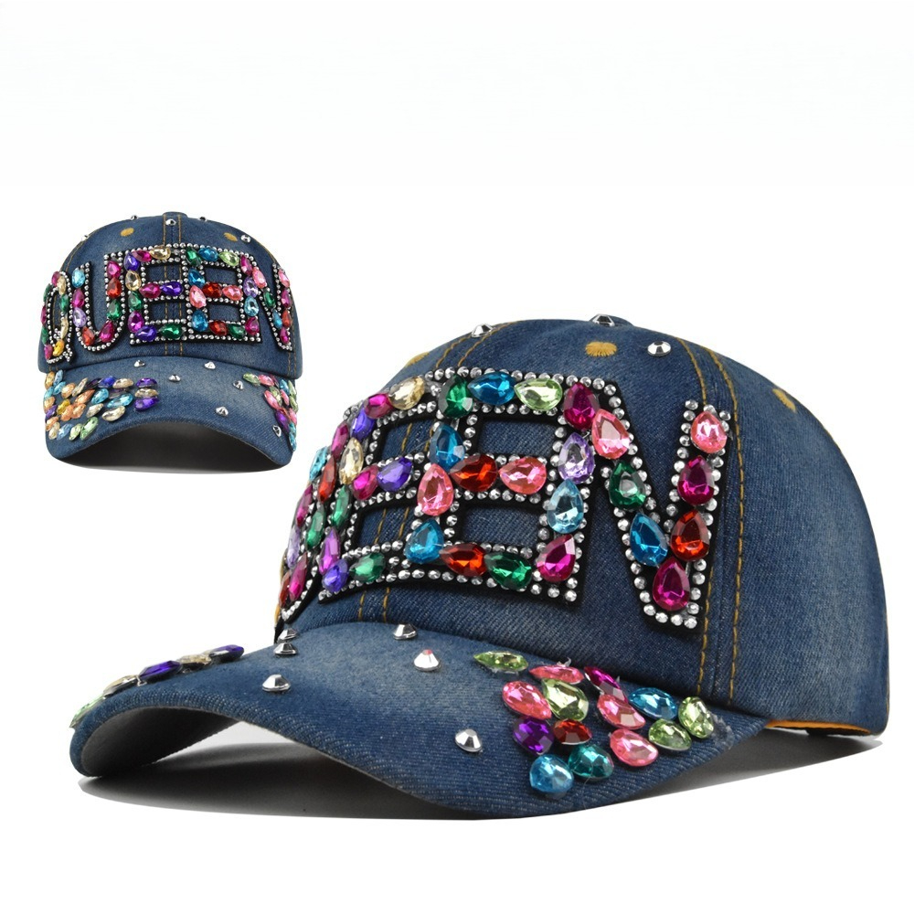 Queen Rhinestone Denim Basebal - Queen Street Fashion ulasan dan harga