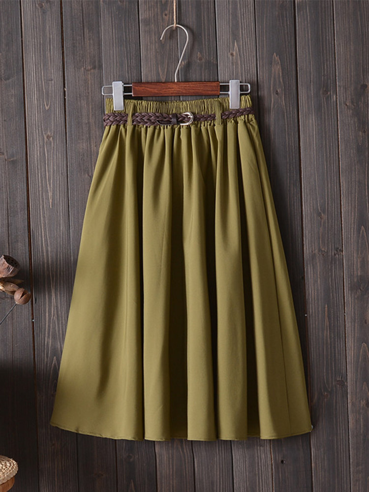 Midi Knee Length Summer Skirt  - Korean Street Fashion Female ulasan dan harga