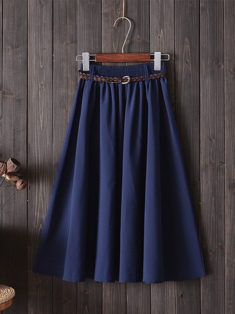 Midi Knee Length Summer Skirt  - Korean Street Fashion Female ulasan dan harga