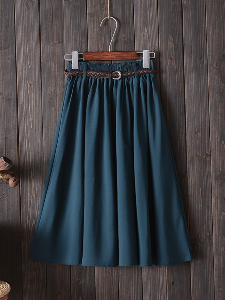Midi Knee Length Summer Skirt  - Korean Street Fashion Female ulasan dan harga
