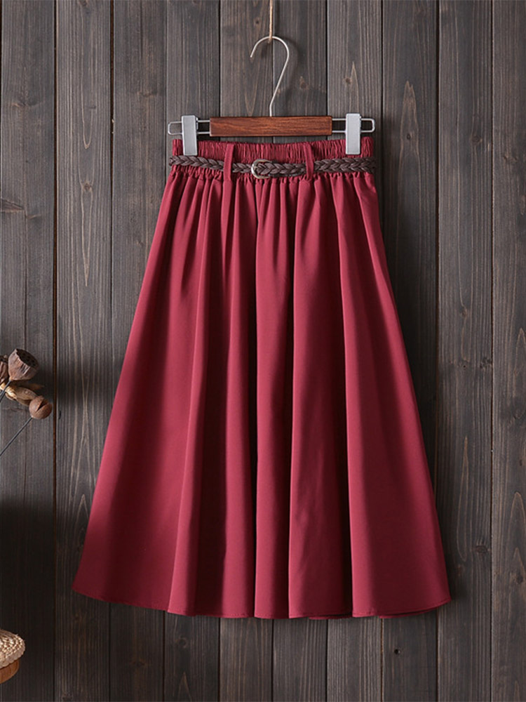 Midi Knee Length Summer Skirt  - Korean Street Fashion Female ulasan dan harga