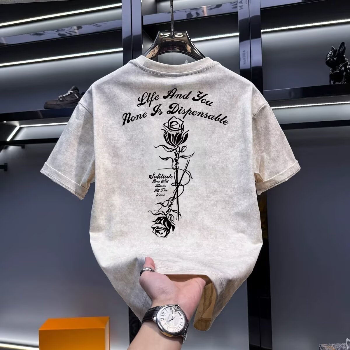 Summer men's khaki T-shirt Hig - Street Fashion In Chinese ulasan dan harga